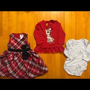 Christmas girls 9 month bundle with bird outfit